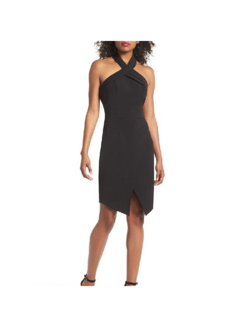 ADELYN RAE Halter Asymmetrical Sheath Dress